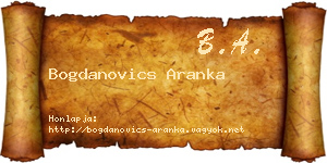 Bogdanovics Aranka névjegykártya